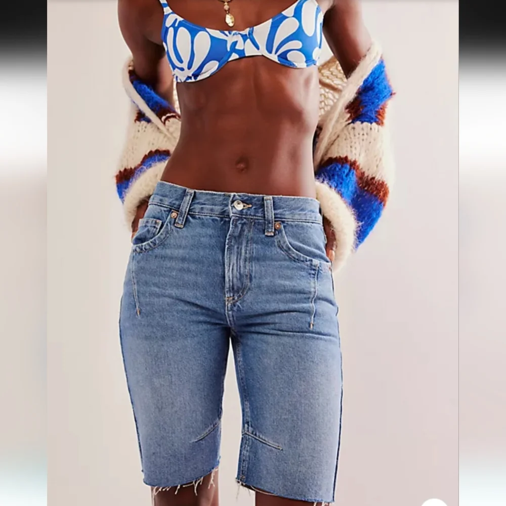 Free People We The Free Ghost Town Long Shorts In Bodie Blue Size 28 Mid rise
